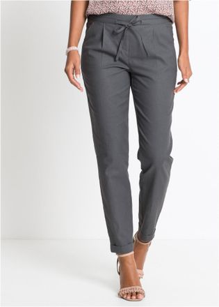 Bonprix Leinenhose BONPRIX Leinenhose, Damen, Gr. 42, N-Gr, grau (rauchgrau), Obermaterial: 55% Leinen, 45% Baumwolle, regular fit, Hosen Leinenhose, aus Lein