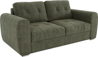 Vente-Unique Sof&aacute; cama de 3 plazas de apertura r&aacute;pida de tela verde - Cama de 140 cm - Colch&oacute;n de 14 cm BOLIPO