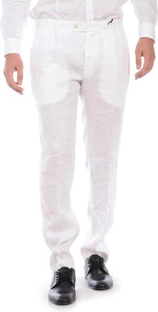 Daniele Alessandrini Jeans - Heren - Slim Fit Broeken - Wit - S - Linnen - Broeken
