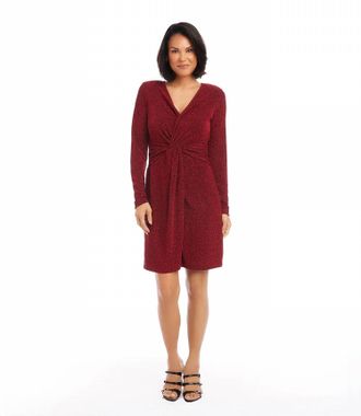 Karen Kane Raelynn Twist Front Metallic Mini Dress In Red