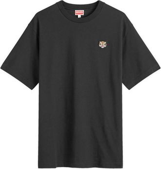 Kenzo Mens Lucky Tiger Embroidered Crest T-Shirt in Black Cotton - Size Small
