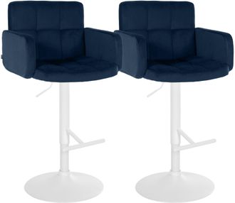 Clp Juego De 2 Taburetes De Bar Los Angeles Terciopelo Azul Blanco