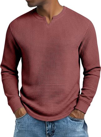 Generic Mens Fleece Crewneck Sweatshirts & Pullovers, Round Neck Long Sleeve Jumper, Sweater for Sports Relaxed Fit Henley Shirts Workout Lightweight Going Ou