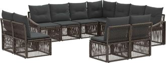 vidaXL Conjunto De Sof&aacute;s De Jard&iacute;n 11 Uds. Gris Rat&aacute;n Sint&eacute;tico Vidaxl