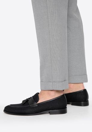 Wittchen Heren zwarte kwastloafers, echt leer