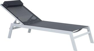 Beliani Beliani - Tumbona De Jard&iacute;n De Textil Negro Con Marco De Aluminio Reposacabezas Reclinable Y Ajustable Con Coj&iacute;n Catania Ii