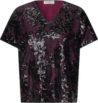 Masai Blouse met korte mouwen - Dames - Blouses & Shirts - Paars - Maat: 2XL