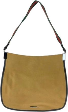 Gucci Pre-owned Canvas Sherry Line Handbag - Dames - Vintage Schoudertas - Bruin - ONE Size - Vintage