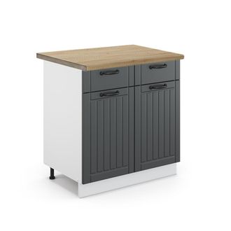 Vicco Mueble Bajo De Cocina Fame-line, Antracita Casa De Campo, 80 Cm, Et Roble