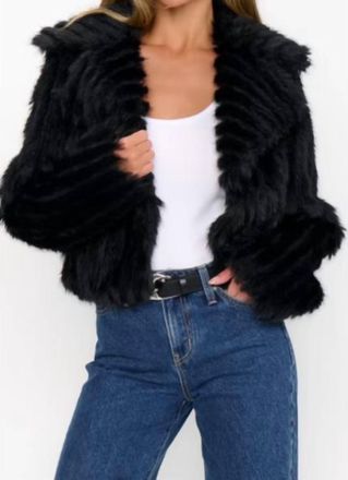 Show me your Mumu Salt Lake City Cropped Faux Fur Jacket In Black