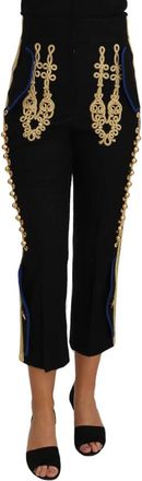 Dolce & Gabbana Cropped Broeken - Dames - Vrijetijds broeken - Zwart - XS - Wol - Broeken