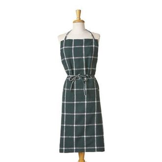 Tag Classic Check Slub Bib Apron Large Pocket Waist Tie Dark Green at Nordstrom