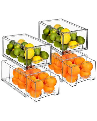 Sorbus Set of 4 Clear Stackable Large Pullout Organizer Drawers