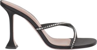 Amina Muaddi Sally Satin Sandalen - Dames - Muiltjes - Zwart - 41 EU - Satijn - Schoenen