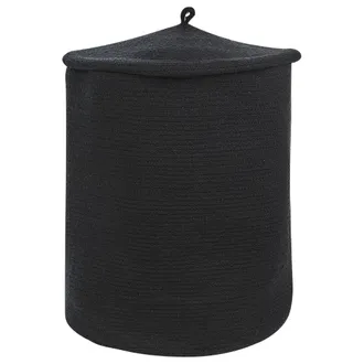 Beliani Beliani - Cesta De Algod&oacute;n Negro 52 Cm Patr&oacute;n A Rayas Tapa Accesorio Boho Silopi