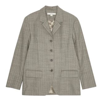 Remain Blazers, female, Gray, S, Striped Boxy Blazer Three Button Closure