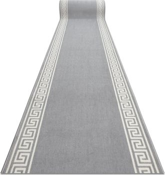 RugsX Rugsx - Alfombra De Pasillo Bcf Morad Grek Griego Gris 120 Cm Grey 120x370 Cm