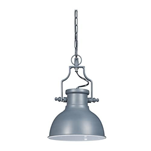Industrie Hängelampe Aus Eisen Mit Milchglas – Verstellbar, Retro-Design (130x39x39 Cm, Silber)