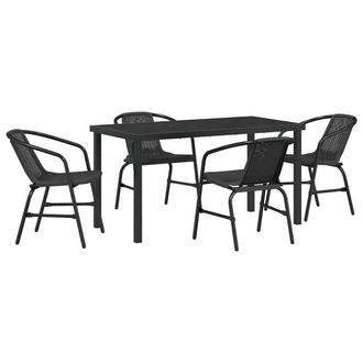 Berkfield Home 5 Piece Garden Dining Set Black Poly Rattan