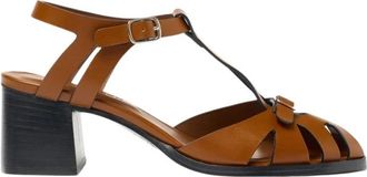 Scarosso Giulia Fisherman Sandal - Dames - Sandalen met hakken - Bruin - 41 EU - Leer - Schoenen