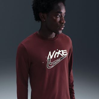 Nike Mens Dri-FIT Long-Sleeve Top in Red | HV4171-619