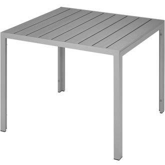 TecTake Mesa de jard&iacute;n, aluminio, patas ajustables, 90 x 90 x 74,5 cm, plata