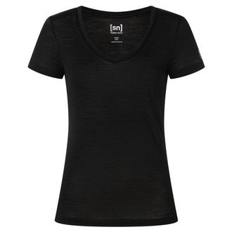 super.natural Sierra 140 V Neck Merinoshirt f&uuml;r Damen | schwarz
