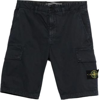Stone Island Slim Cargo Shorts - Heren - Korte Broeken - Blauw - W30 - Katoen - Korte Broeken