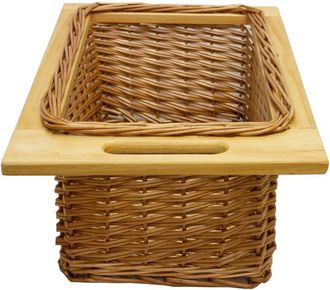 OEM Juego De 1 Cesta De Almacenamiento Deslizante De Pino Para Cocina, Ba&ntilde;o, Dormitorio, Armario - 400 Mm / 40 Cm Marr&oacute;n S&oacute;lido Hasta 10 Kg Dise&ntilde;o Decorac