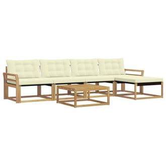 vidaXL Conjunto De Sof&aacute;s De Exterior 6 Pcs Blanco Y Crema Vidaxl