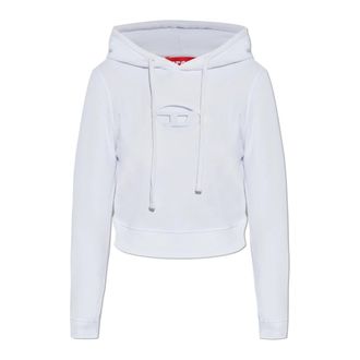 Diesel Hoodies, female, White, Size: 2XS Hoodie with cut-out Oval D Logo