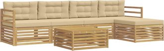 vidaXL Conjunto De Sof&aacute;s De Exterior 6 Uds. Y Beige Poli&eacute;ster Vidaxl
