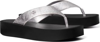 Tory Burch Platform Flip Flop in Silver/perfect Black/silver at Nordstrom, Size 10