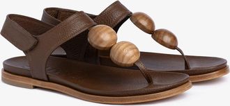 Pedro Garcia Jovanka Flat Sandal in Brown Leather
