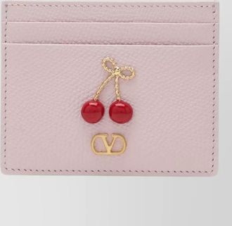 Valentino Garavani cherryfic leather cardholder cherry embellishment