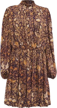 Ulla Johnson Printed Mock Neck Mini Dress in Multicolor Rayon