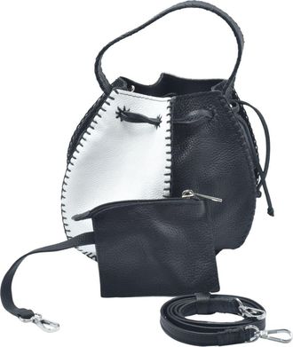Carlos Falchi Tall Bucket Top Grain Leather Bag in Black And White at Nordstrom