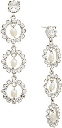 Oscar De La Renta Crystal Disc Triple Earrings