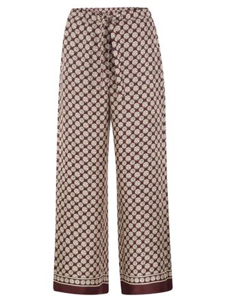 Max Mara Stmamelia bedrukte zijden twill broek met wijde pijpen