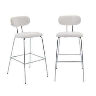 Sweeek Taburete de bar con tejido repelente al agua y patas de metal cromado