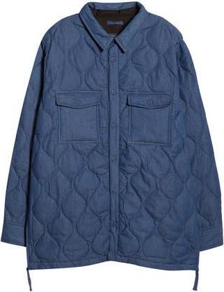 TAION Military Quilted Packable Water Resistant 800 Fill Power Down Shirt Jacket in Indigo Denim at Nordstrom Rack, Size Large