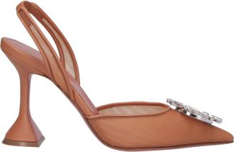 Amina Muaddi Pink Pointed-Toe Crystal Slingback Pumps