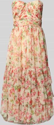 Lace & Beads Midikleid mit floralem Allover-Print in Ecru, Gr&ouml;&szlig;e XXS