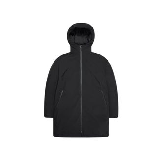 Rains Jassen, Heren, Zwart, S, Leer, Sarna Lange Puffer Jas