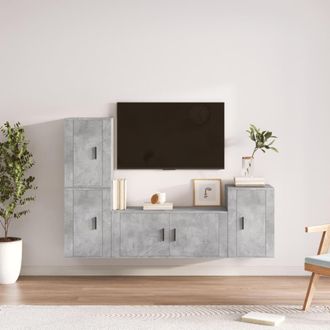 vidaXL Vidaxl - Set De Muebles De Tv 4 Pzas Madera Contrachapada Gris Hormig&oacute;n