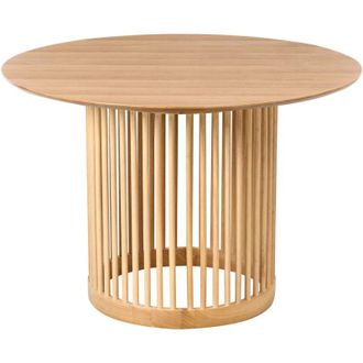 Beliani Tavolo da pranzo &oslash; 110 cm Gambe in legno massello Impiallacciatura rovere chiaro Boyle