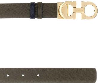 Ferragamo Womens Reversible Leather Belt Green Calf