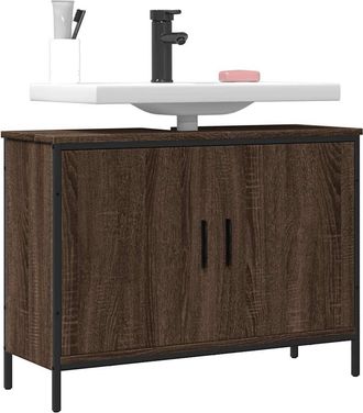 vidaXL Vidaxl - Armario Lavabo Ba&ntilde;o Madera Ingenier&iacute;a Roble Marr&oacute;n 80x30x60 Cm