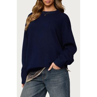 Edikted Ximenia Cutout Back Sweater in Navy at Nordstrom, Size X-Small