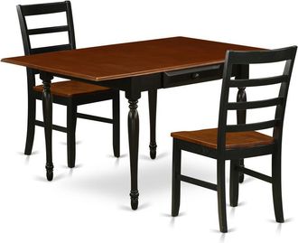 East West Furniture Dining Room Set Black & Cherry, MZPF3-BCH-W